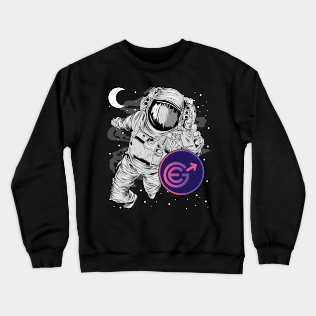 Astronaut Reaching Evergrow Crypto EGC Coin To The Moon Crypto Token Cryptocurrency Wallet Birthday Gift For Men Women Kids Crewneck Sweatshirt by Thingking About